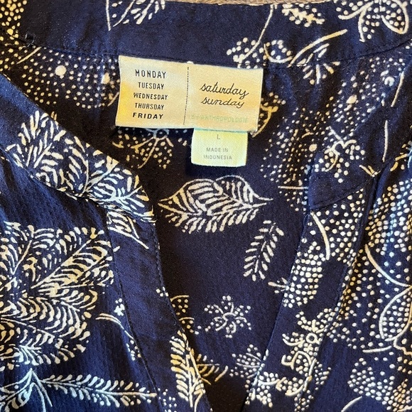 Anthropologie Saturday Sunday Navy and White Print Elyn Tunic Dress Size L - Picture 7 of 9